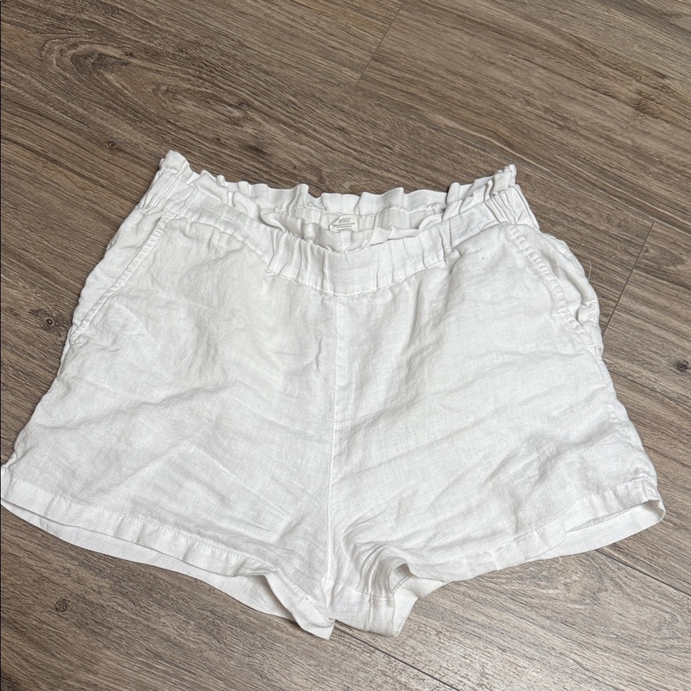 Linen White Linen Women Shorts